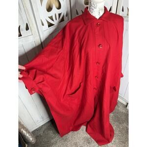 Jimmy Hourihan Pure Wool Donegal Walking Cape Ireland Bright Red One Size VTG